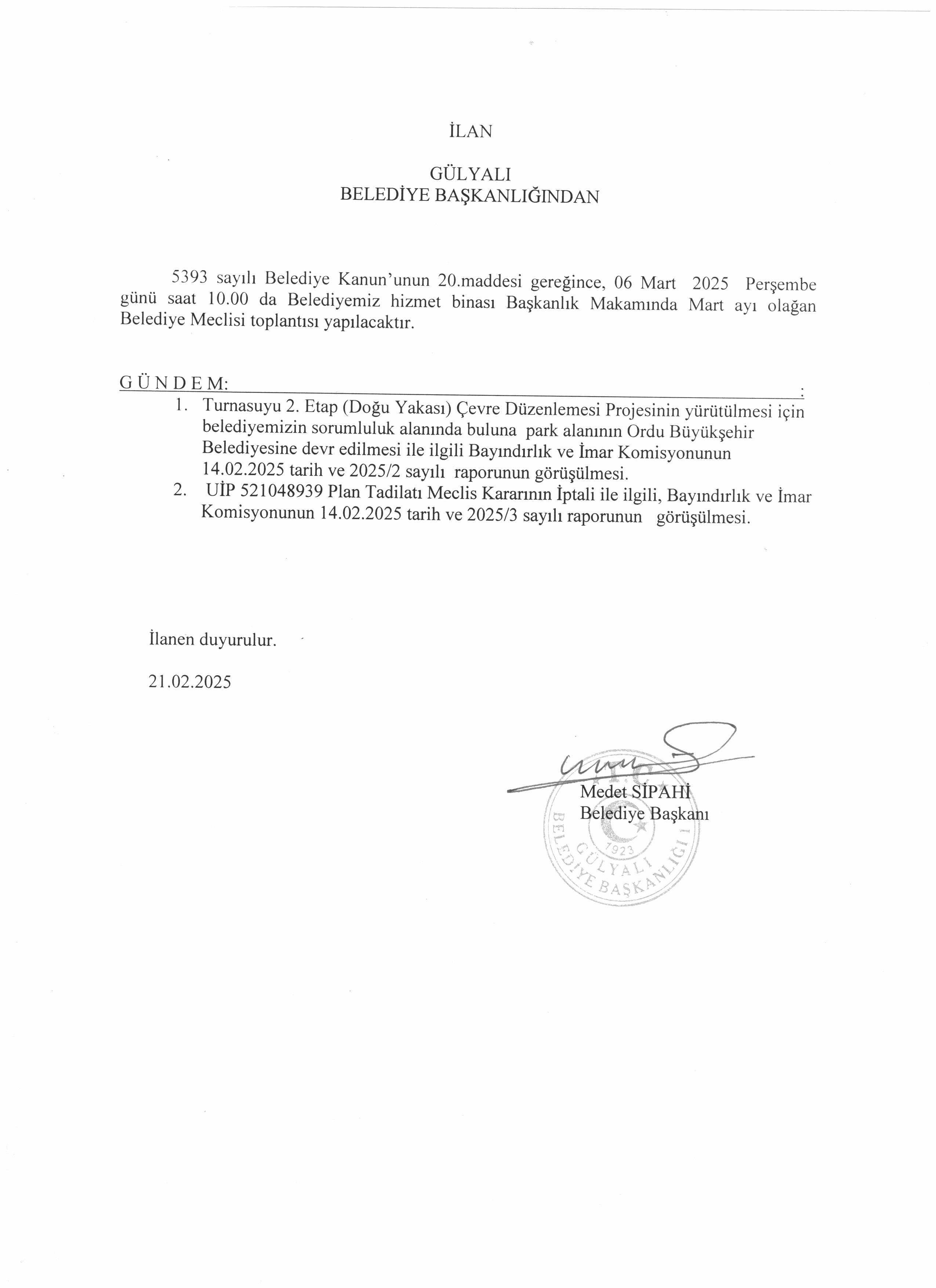 MART AYI OLAĞAN BELEDİYE MECLİS TOPLANTISI