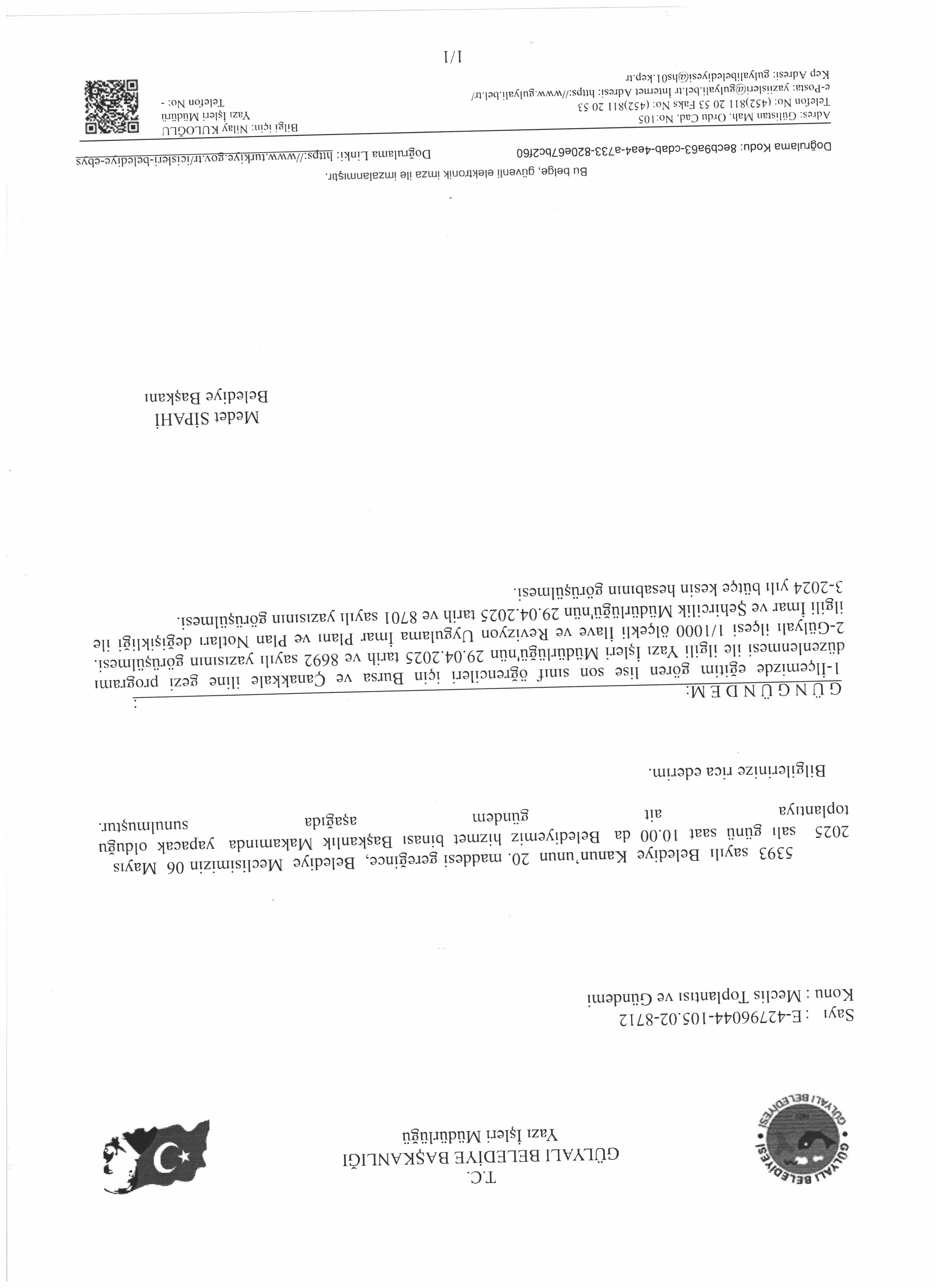 MAYIS AYI OLAĞAN MECLİS TOPLANTISI