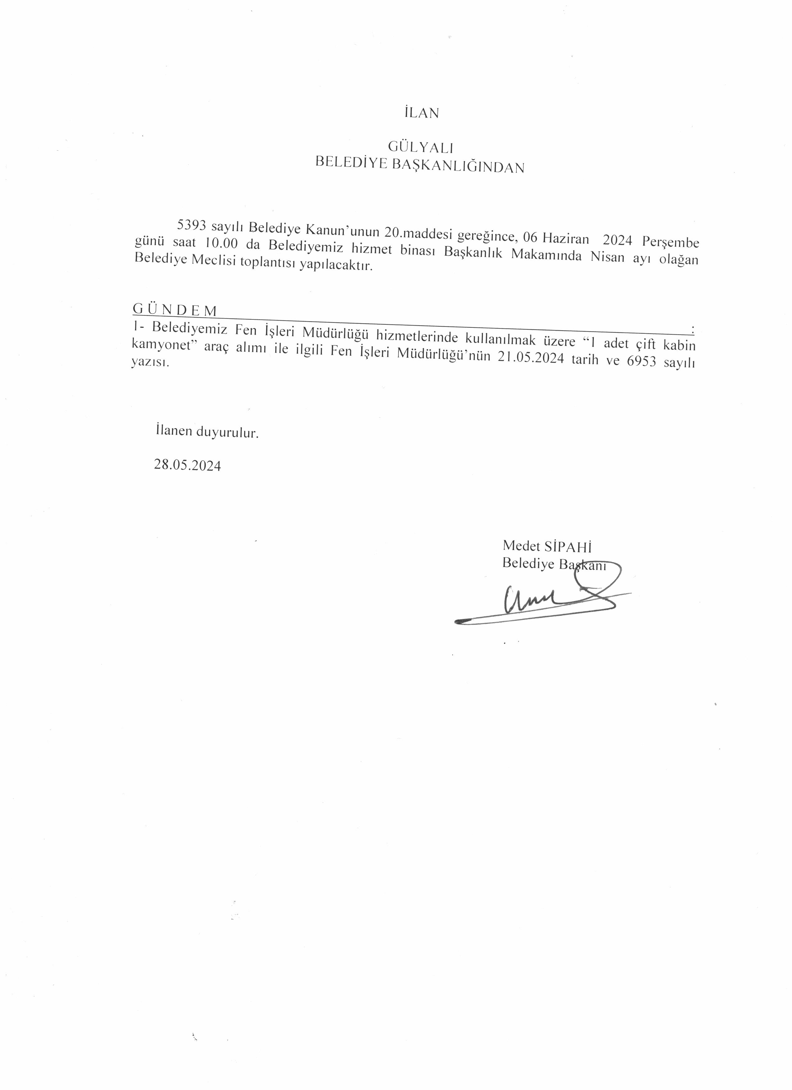 HAZİRAN AYI OLAĞAN BELEDİYE MECLİSİ TOPLANTISI