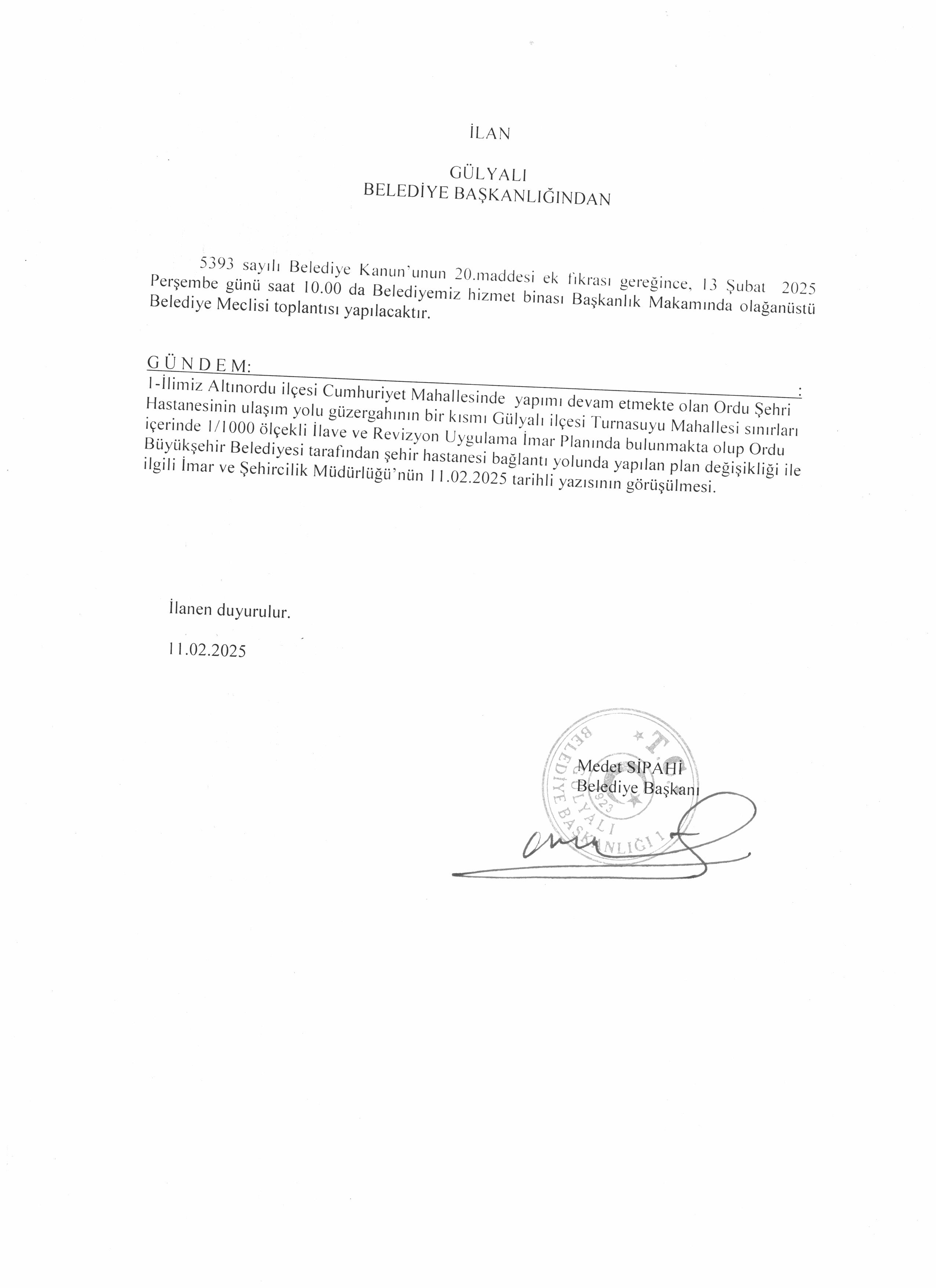 OLAĞAN MECLİS TOPLANTISI