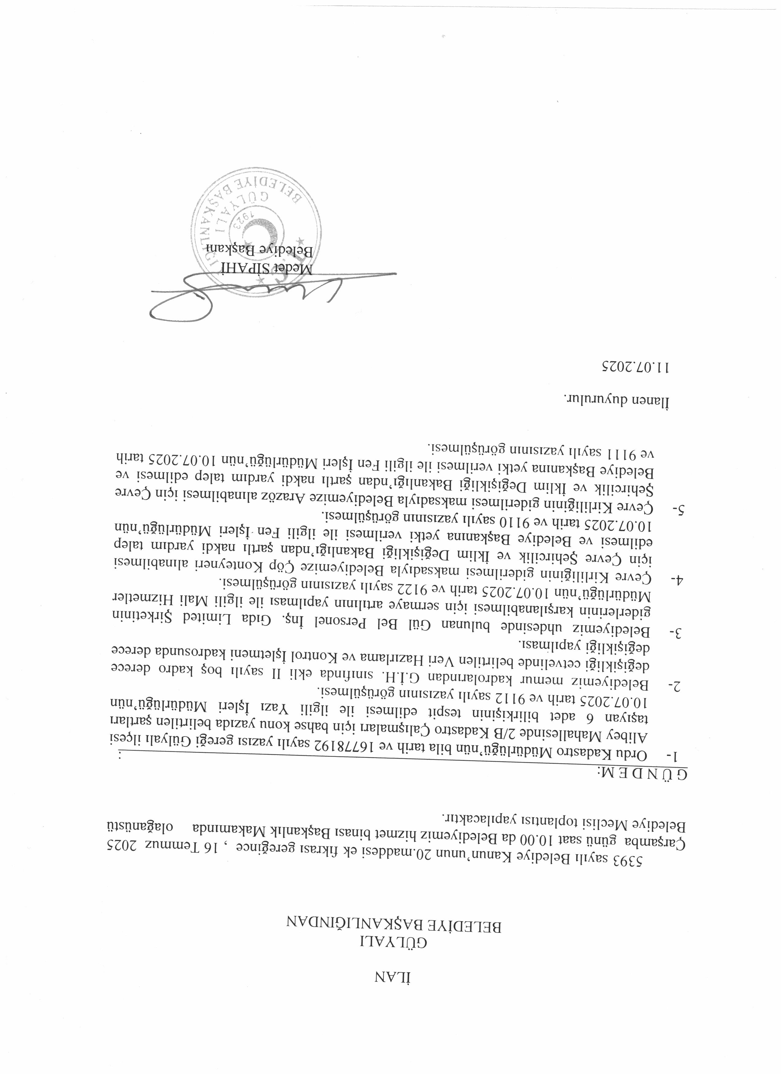 16 TEMMUZ 2025 OLAĞAN ÜSTÜ MECLİS TOPLANTISI